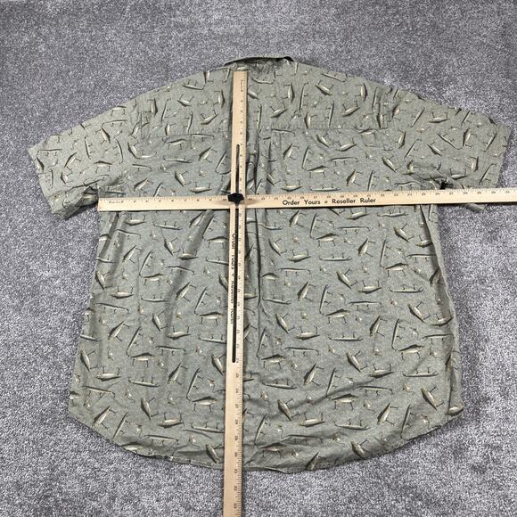 Woolrich Button Down Shirt Mens Extra Large Fishing Fish Short Sleeve Cotton - Picture 7 of 10